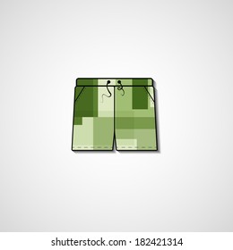 Abstract illustration on shorts, template editable.