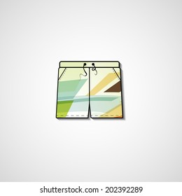 Abstract illustration on shorts, template editable.