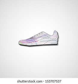 Abstract illustration on sneakers, template editable.