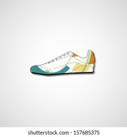Abstract illustration on sneakers, template editable.