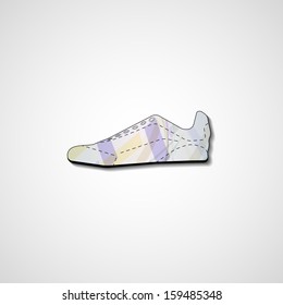 Abstract illustration on sneakers, template editable.