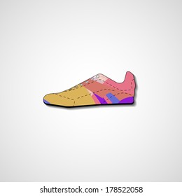 Abstract illustration on sneakers, template editable.