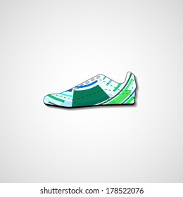 Abstract illustration on sneakers, template editable.