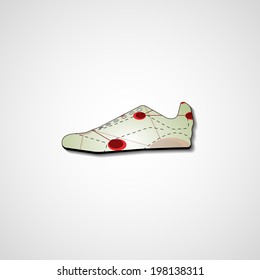 Abstract illustration on sneakers, template editable.