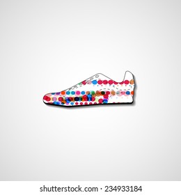 Abstract illustration on sneakers, template editable.