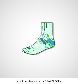 Abstract illustration on sock, template editable.