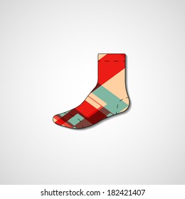 Abstract illustration on sock, template editable.