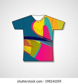 Abstract illustration on t-shirt, template editable.
