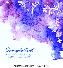 Abstract illustration on watercolor background for invitation or greeting card 