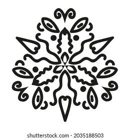 Abstract illustration with openwork ornament for decorative design.  Vector template. Black ornament in vintage style.