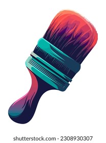 Abstract illustration of paintbrush and ink creativity icon isolated