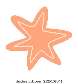 Abstract illustration of a pastel orange star on a white background. This design adds a whimsical and artistic touch to decor and various creative projects
