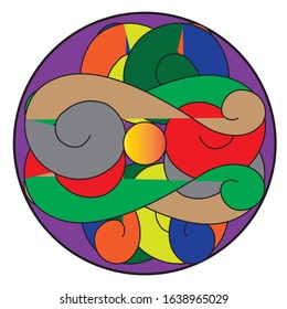 Abstract illustration of a pattern of curved lines that are combined