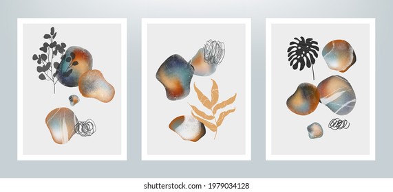 Abstract illustration with pebbles. Stones with different textures.