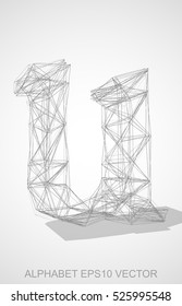 Abstract illustration of a Pencil sketched lowercase letter U with Transparent Shadow. Hand drawn 3D U for your design. EPS 10 vector illustration.