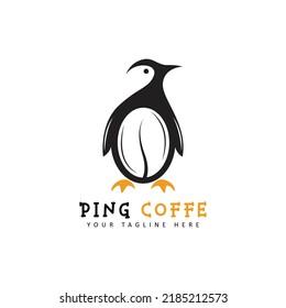 Vektorgrafik von Pinguin und Kaffee in einfachem, kreativem Design.