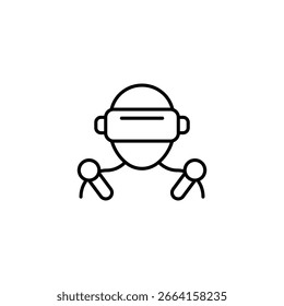 Abstract Illustration Of Person Experiencing Virtual Reality With Controllers