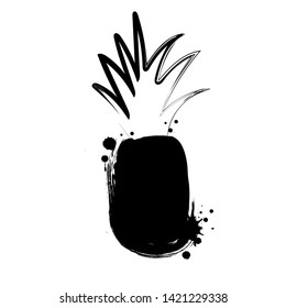 Abstract illustration  pineapple black color isolated on white background. Vector.
