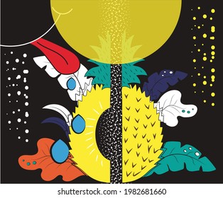 Abstract illustration of pineapple. Vector illustration.
