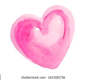 Abstract illustration pink colour vector watercolor shape isolated heart. Scribble liquid paper texture hand drawn graphic design, art card, acrylic wallpaper