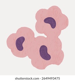 Ilustração abstrata de formas rosas e roxas que se assemelham a células. Design orgânico texturizado com formas celulares. Arte abstrata rosa e roxo, tema celular. Vetor de ilustração de flor vintage.