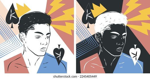 Abstract Illustration Portrait of People on Playing Card