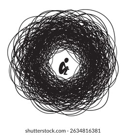 Ilustração abstrata de problemas, caos, estresse.