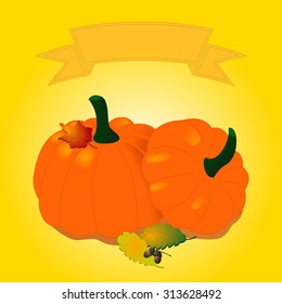 Abstract illustration with pumpkins and acorn