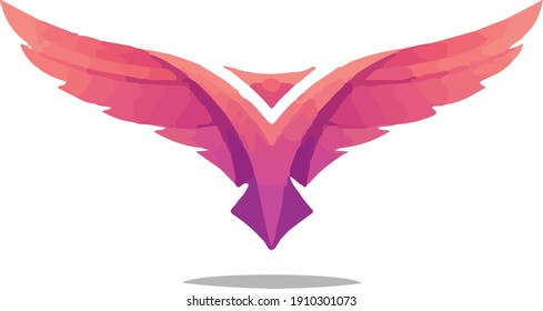 abstract illustration, purple bird logo, luxury brand mark, large size icon