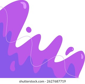 Abstract illustration of a purple fluid flowing against a white background. Ideal for backgrounds, textures, or design elements requiring a smooth, organic shape.