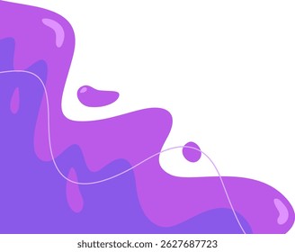 Abstract illustration of a purple fluid flowing against a white background. Ideal for backgrounds, textures, or design elements requiring a smooth, organic shape.