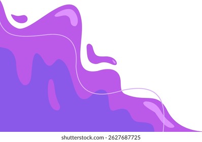 Abstract illustration of a purple fluid flowing against a white background. Ideal for backgrounds, textures, or design elements requiring a smooth, organic shape.