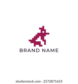 ABSTRACT ILLUSTRATION RABBIT PIXEL SQUARE ELEMENT.CARTOON CHARACTER LOGO ICON COLORFUL DESIGN VECTOR