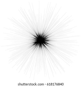 Abstract illustration with radial, radiating random lines. Irregular rays, beams. Abstract circular pattern. Spiral vector illustration