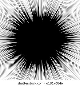 Abstract illustration with radial, radiating random lines. Irregular rays, beams. Abstract circular pattern. Spiral vector illustration
