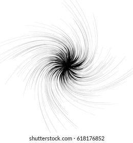 Abstract illustration with radial, radiating random lines. Irregular rays, beams. Abstract circular pattern. Spiral vector illustration