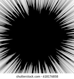 Abstract illustration with radial, radiating random lines. Irregular rays, beams. Abstract circular pattern. Spiral vector illustration