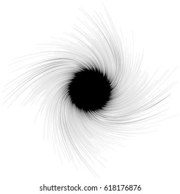 Abstract illustration with radial, radiating random lines. Irregular rays, beams. Abstract circular pattern. Spiral vector illustration
