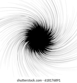 Abstract illustration with radial, radiating random lines. Irregular rays, beams. Abstract circular pattern. Spiral vector illustration