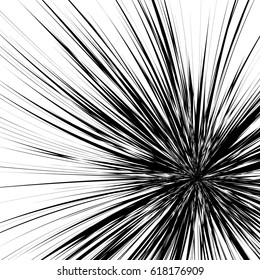 Abstract illustration with radial, radiating random lines. Irregular rays, beams. Abstract circular pattern. Spiral vector illustration