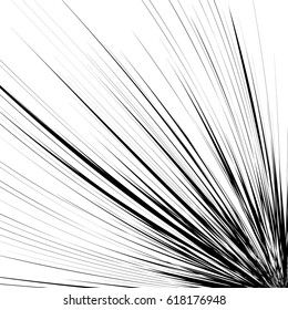 Abstract illustration with radial, radiating random lines. Irregular rays, beams. Abstract circular pattern. Spiral vector illustration