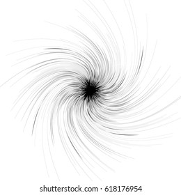 Abstract illustration with radial, radiating random lines. Irregular rays, beams. Abstract circular pattern. Spiral vector illustration