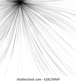 Abstract illustration with radial, radiating random lines. Irregular rays, beams. Abstract circular pattern. Spiral vector illustration