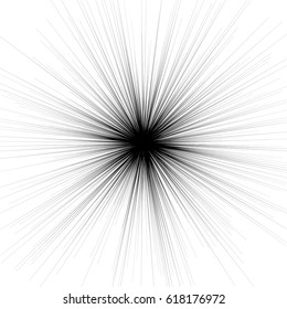 Abstract illustration with radial, radiating random lines. Irregular rays, beams. Abstract circular pattern. Spiral vector illustration