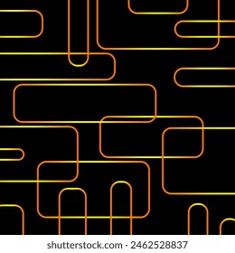 Abstract illustration of randomly arranged white rectangle frames with soft shadows on black background