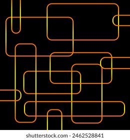 Abstract illustration of randomly arranged white rectangle frames with soft shadows on black background