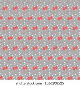 
Abstract illustration with red balloons and white polka dots on a gray background. Festive background. Holiday design. Seamless vector pattern.
