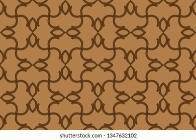 Abstract illustration retro geometric pattern mosaic wallpaper formats background, texture, theme, fabric, art workload versing design. Luxury vector pattern.  brown color, brown pattern