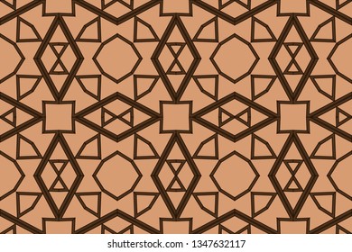 Abstract illustration retro geometric pattern mosaic wallpaper formats background, texture, theme, fabric, art workload versing design. Luxury vector pattern.  brown color, brown pattern
