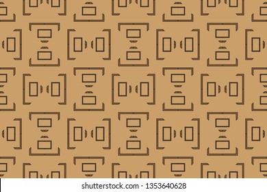 Abstract illustration retro geometric pattern mosaic wallpaper formats background, texture, theme, fabric, art workload versing design. Luxury vector pattern.  Brown color, brown pattern,             